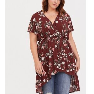 Floral High Low Babydoll Tunic